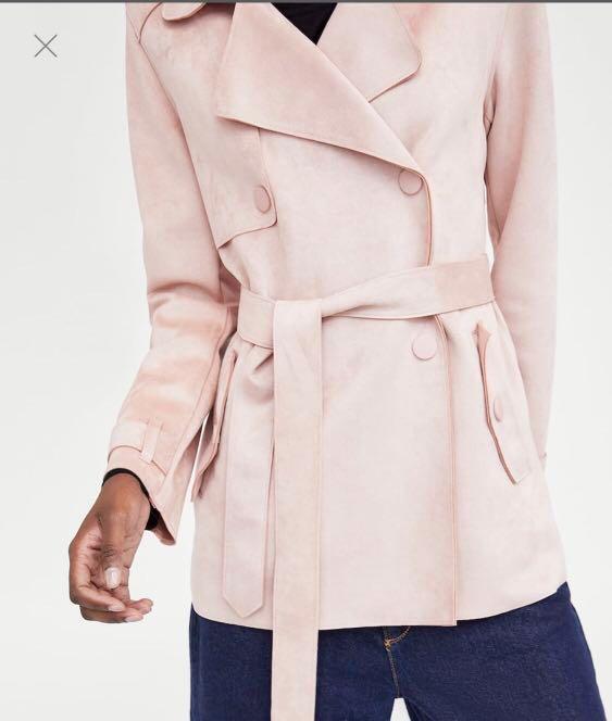 Brand new Zara Short Faux Suede Trench Coat
