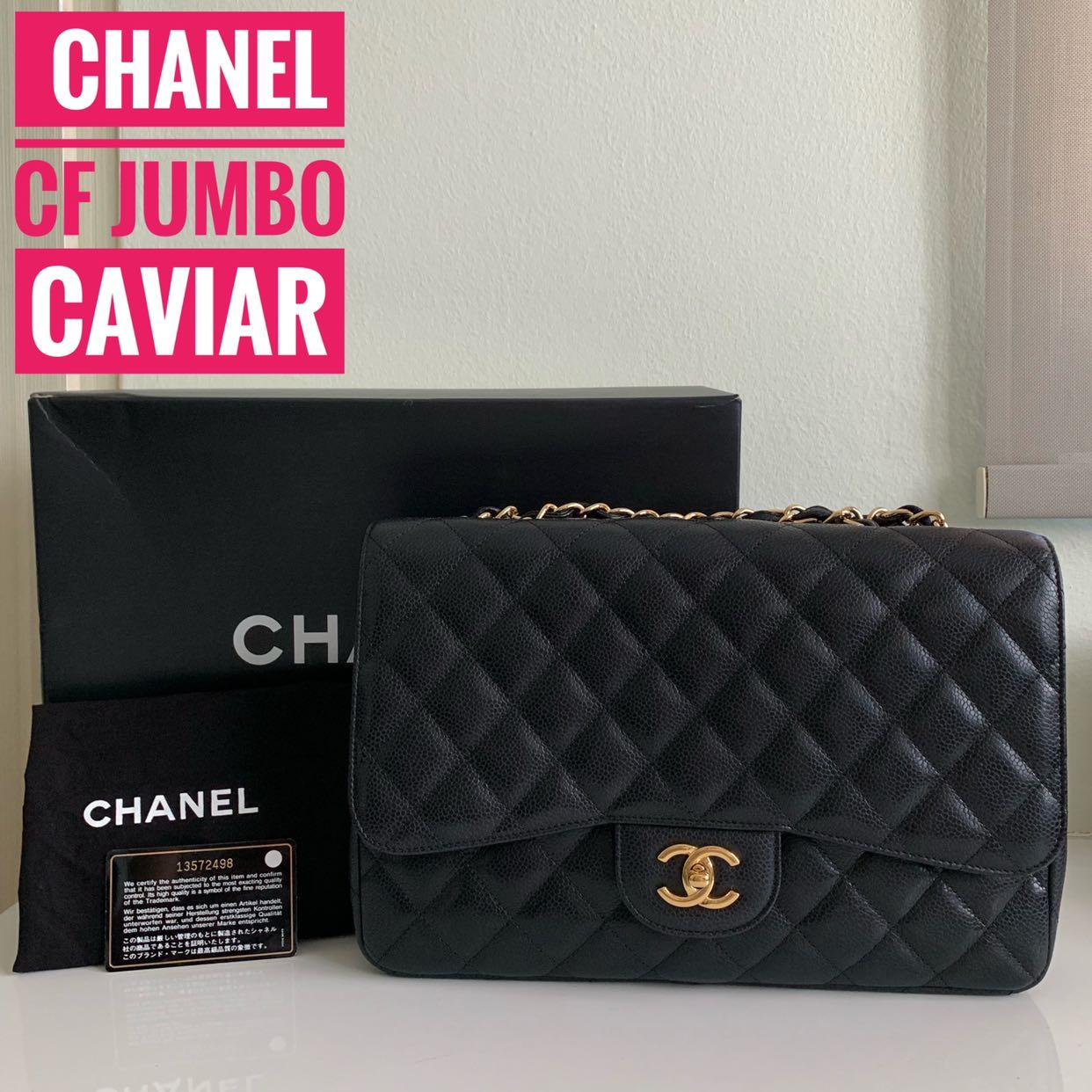 CHANEL CF Jumbo 30cm Caviar with GHW Single Flap Luxury Bags Wallets on Carousell