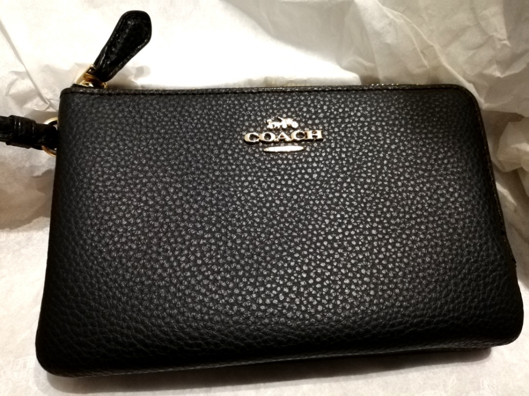 Coach F87590 IMBLK Double Corner Zip Wristlet Wallet (Authentic Brand ...