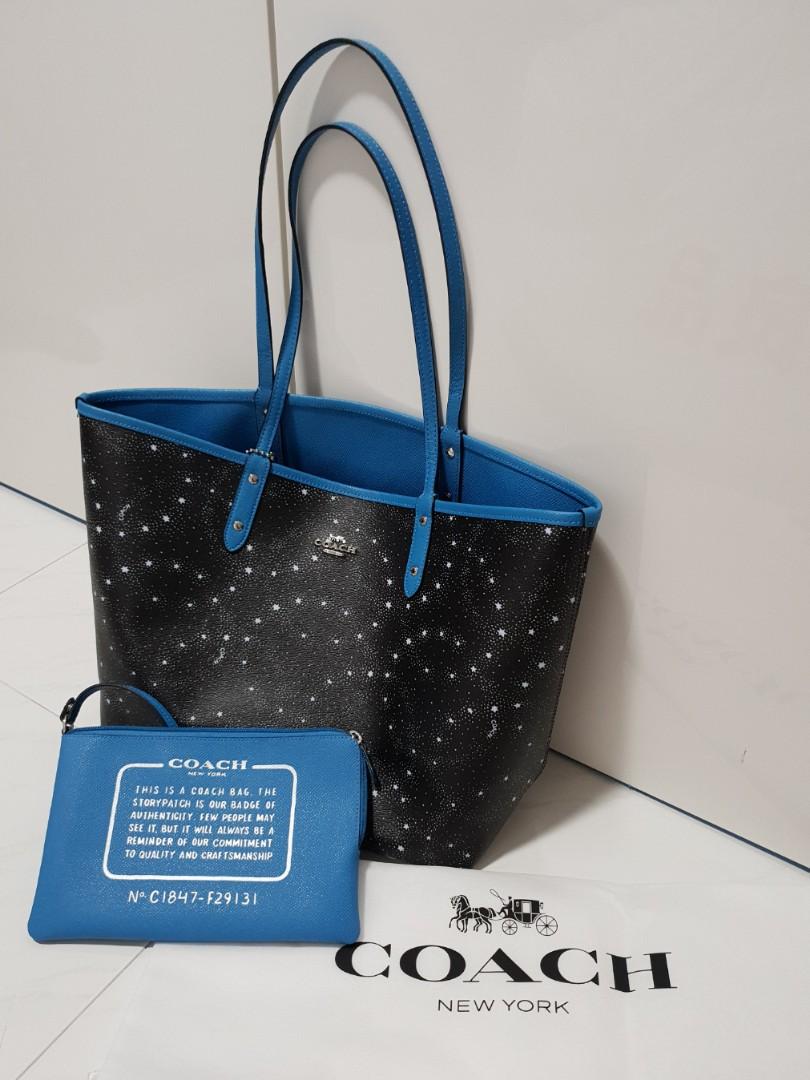 Coach reversible tote bag star and blue