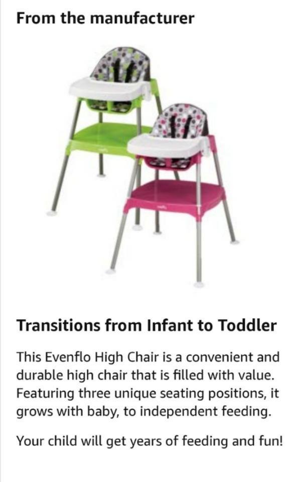 Evenflo convertible high shop chair dottie rose