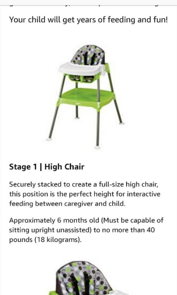 Evenflo convertible high shop chair dottie rose