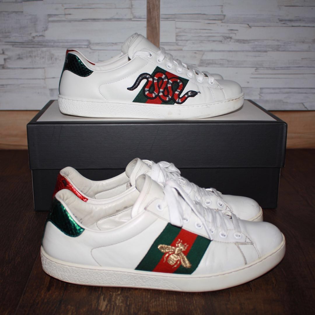 gucci snake embroidered sneakers