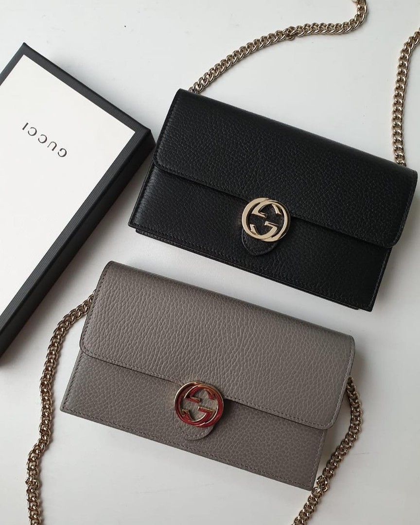 Gucci Woc Interlock Leather Chain Cross Body Size 19x11x3cm