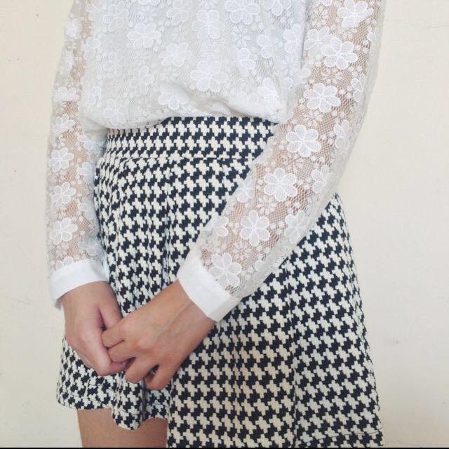 White lace high neck blouse sales