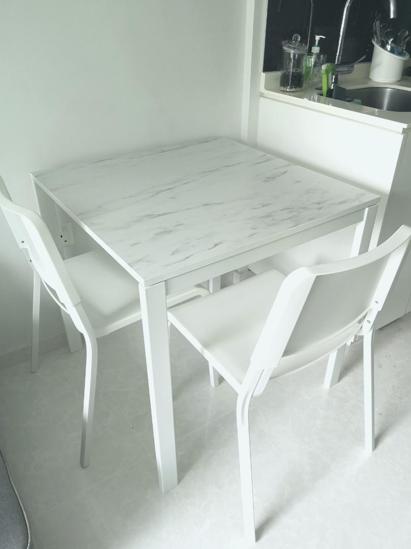 Ikea Melltorp Table 2 Teodores Chair Set White Free Stool Furniture Tables Chairs On Carousell