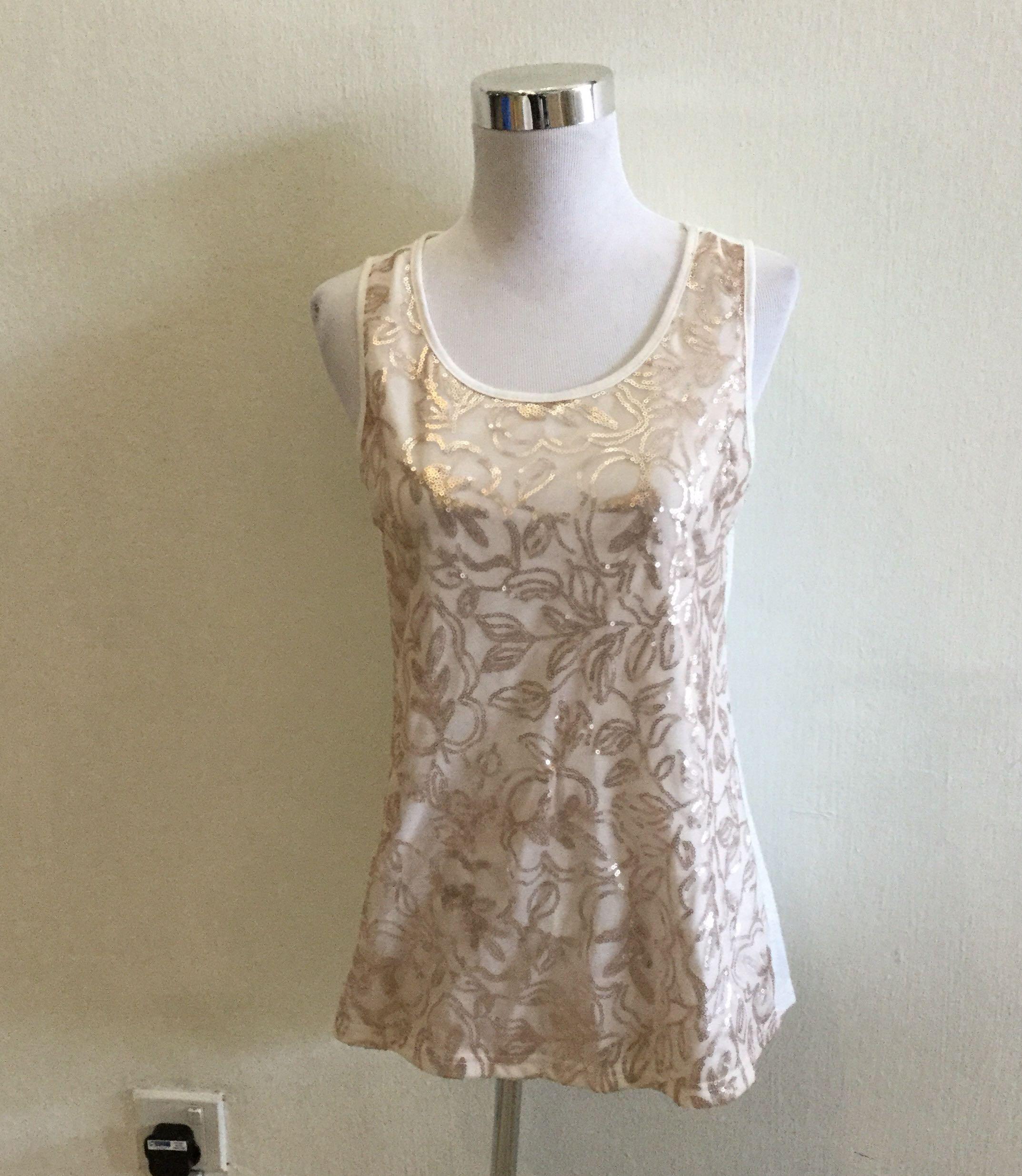 White sequin tank top Clearance