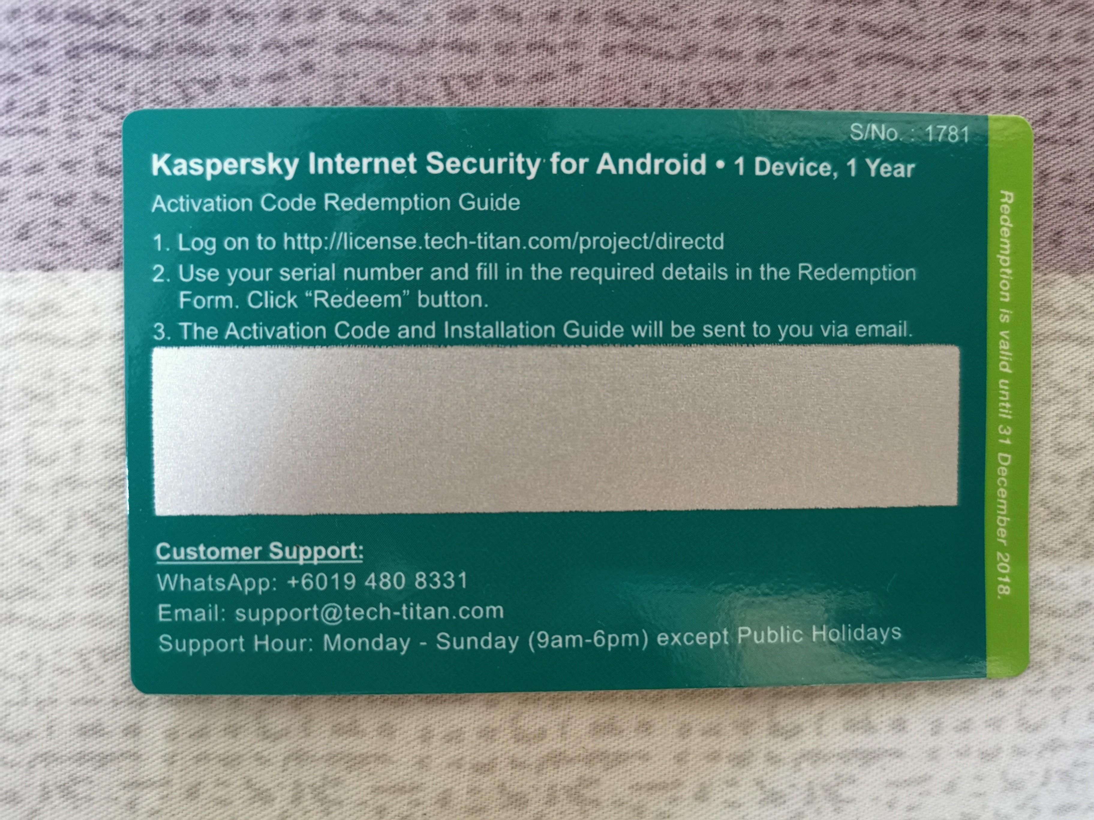 Kaspersky Internet Security for Android (One Device for One ...