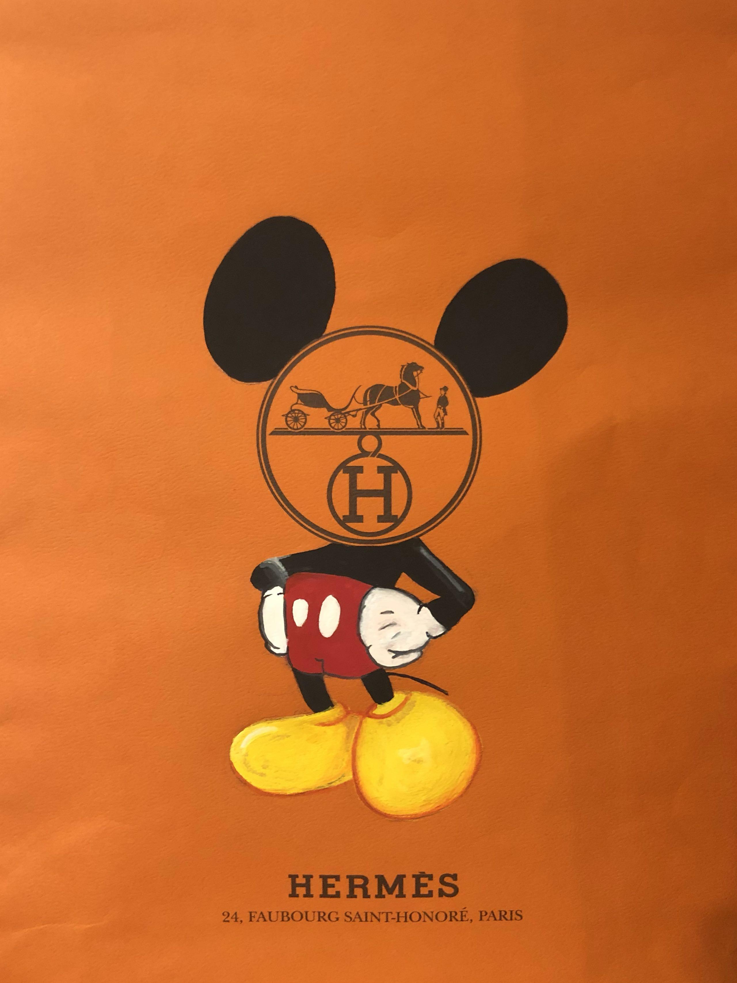 Mickey on Hermes bag, Design & Craft, Art & Prints on Carousell