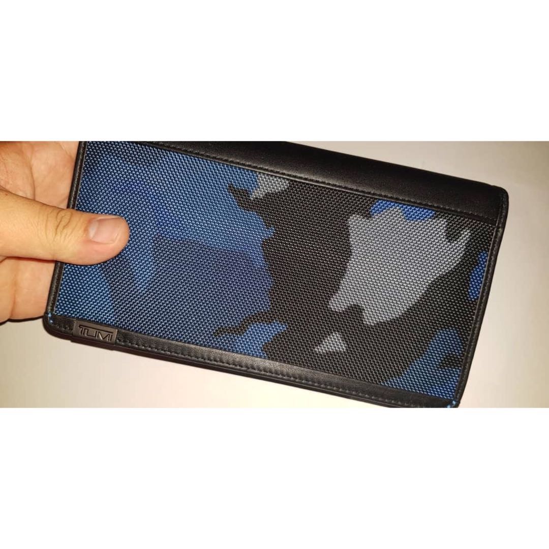 Tumi Zip Around Travel Wallet Blue Camo Men s Fashion Watches
