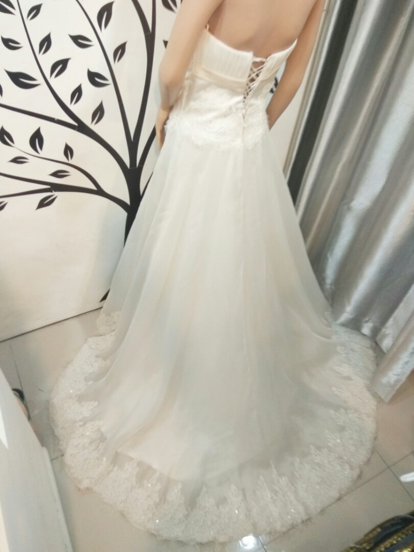 White Wedding Dress with Eyelash Lace