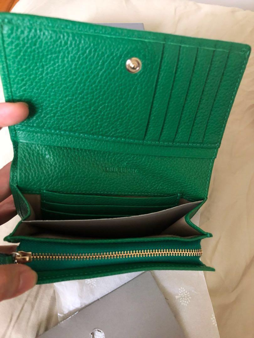 Mulberry Compact Zip Around Purse Wallet in Jungle Green Small Classic  Grain - SOLD