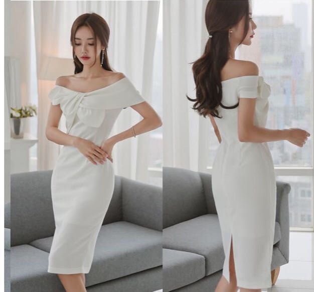 White off the shoulder cocktail sale dress