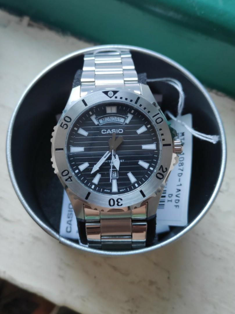 Casio marine sports diver watch MTD 1087D 1AVDF Steel bezel day