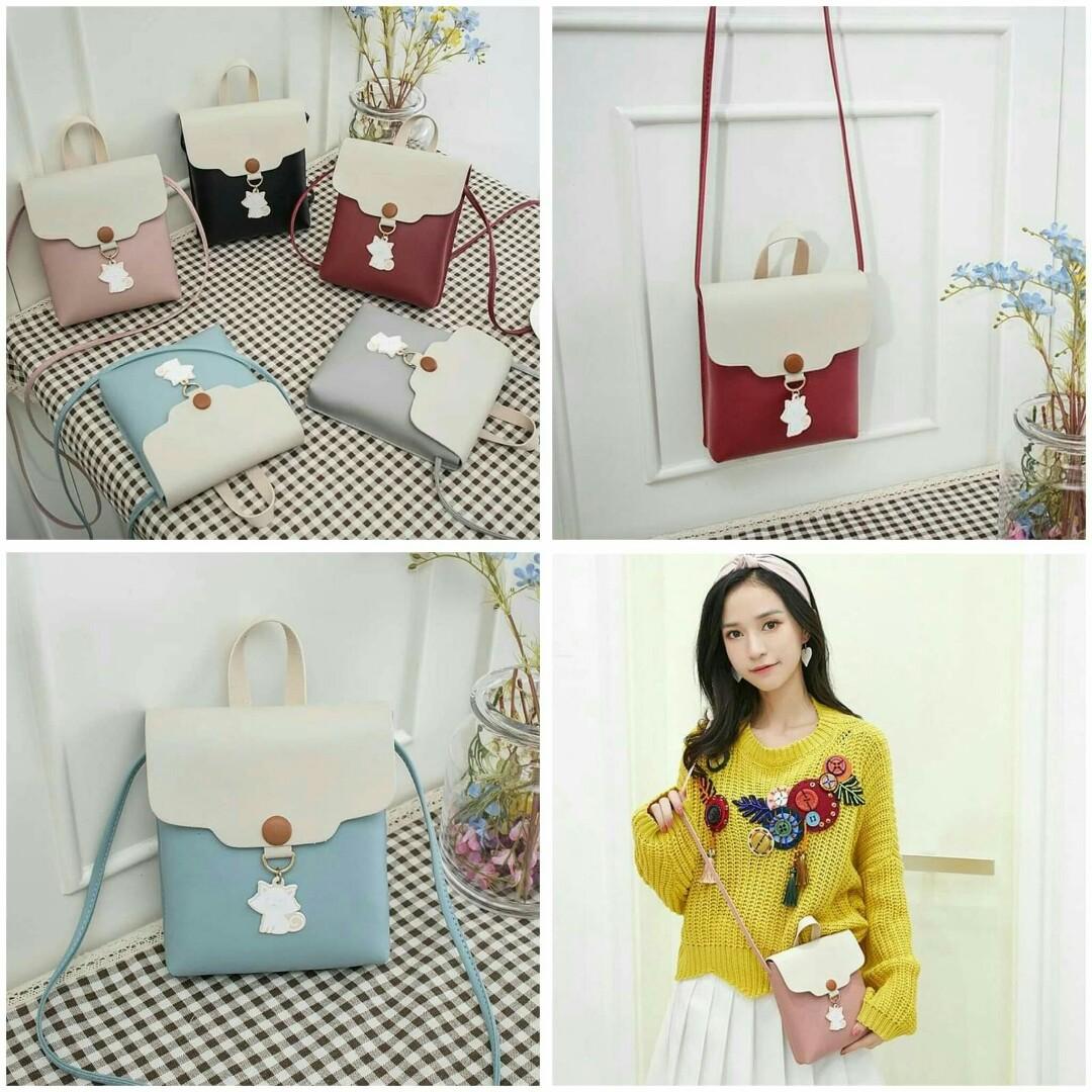 Cat Mini Sling Bag (Category: Cross-body Bags) located in Manila. Submitted by yourfashionthrifter (Listing ID 223242604, Image 1). Description: 🎀 available in black / pink / light blue / maroon.