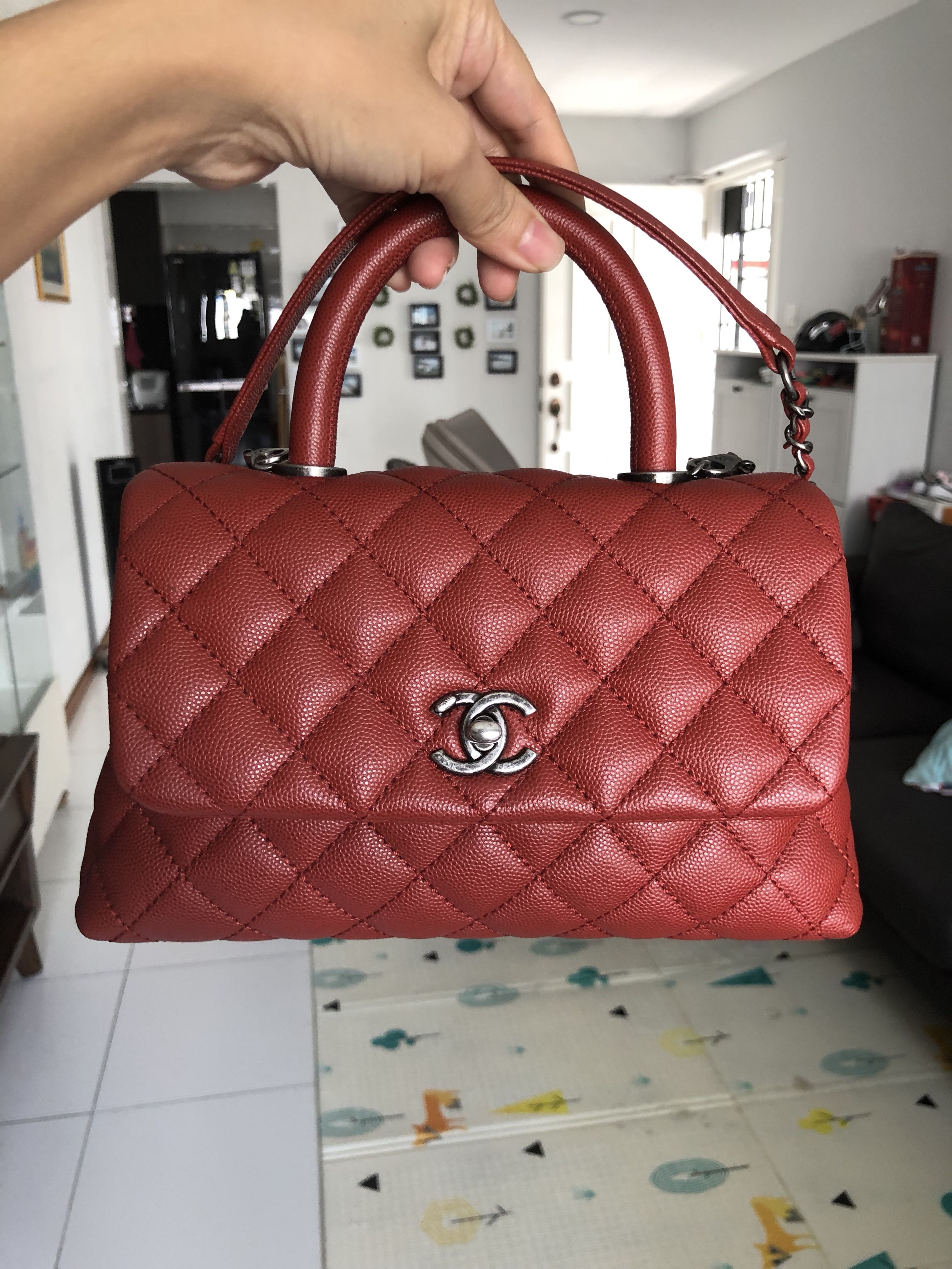 Chanel Coco Handle Mini Dark Red Caviar Luxury Bags Wallets On Carousell