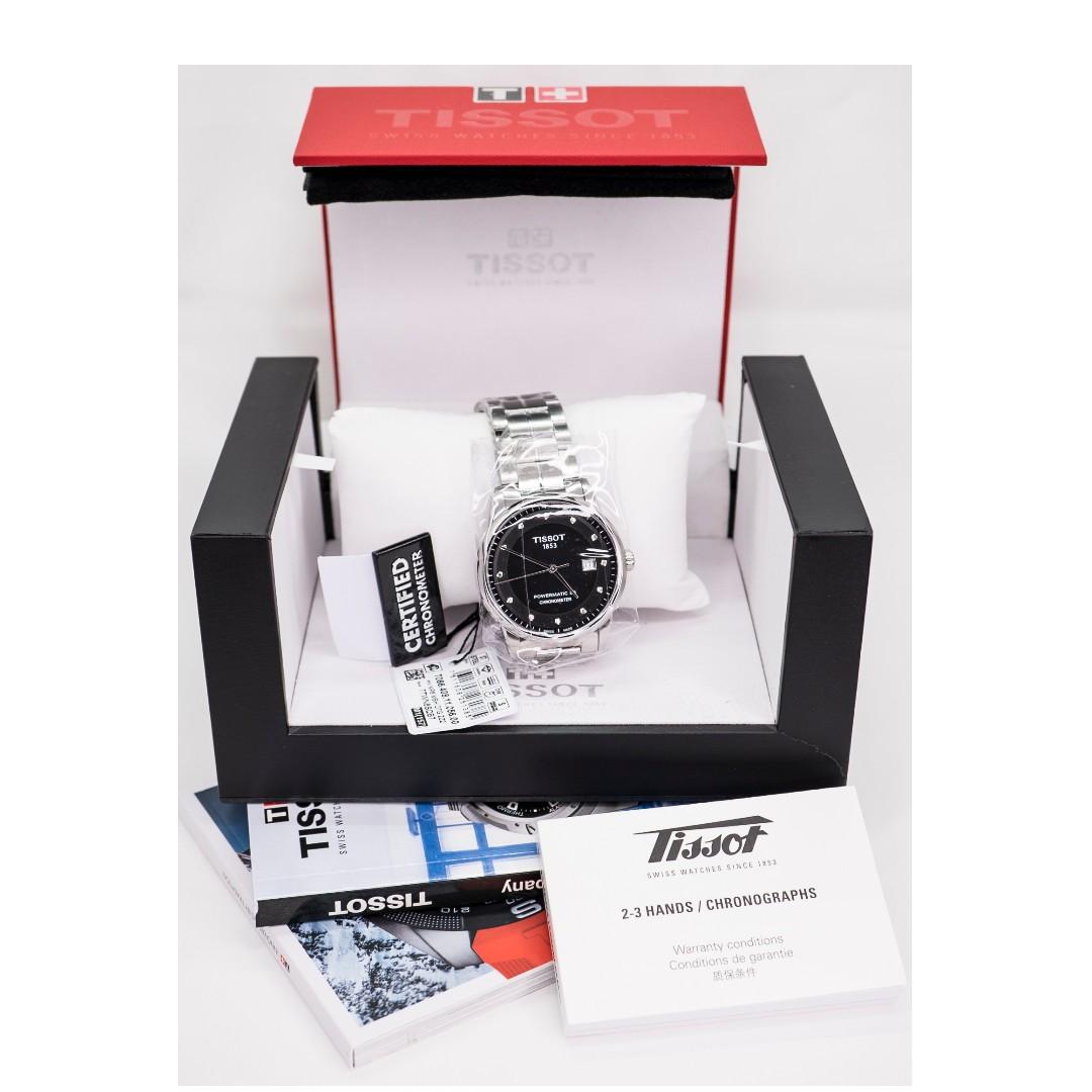 Tissot luxury automatic black diamond dial men's watch discount