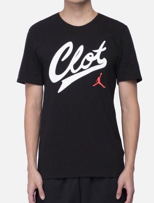 Clot Jordan Tee Shirt bred infra T shirt Men s Fashion Tops Sets Tshirts Polo Shirts on Carousell