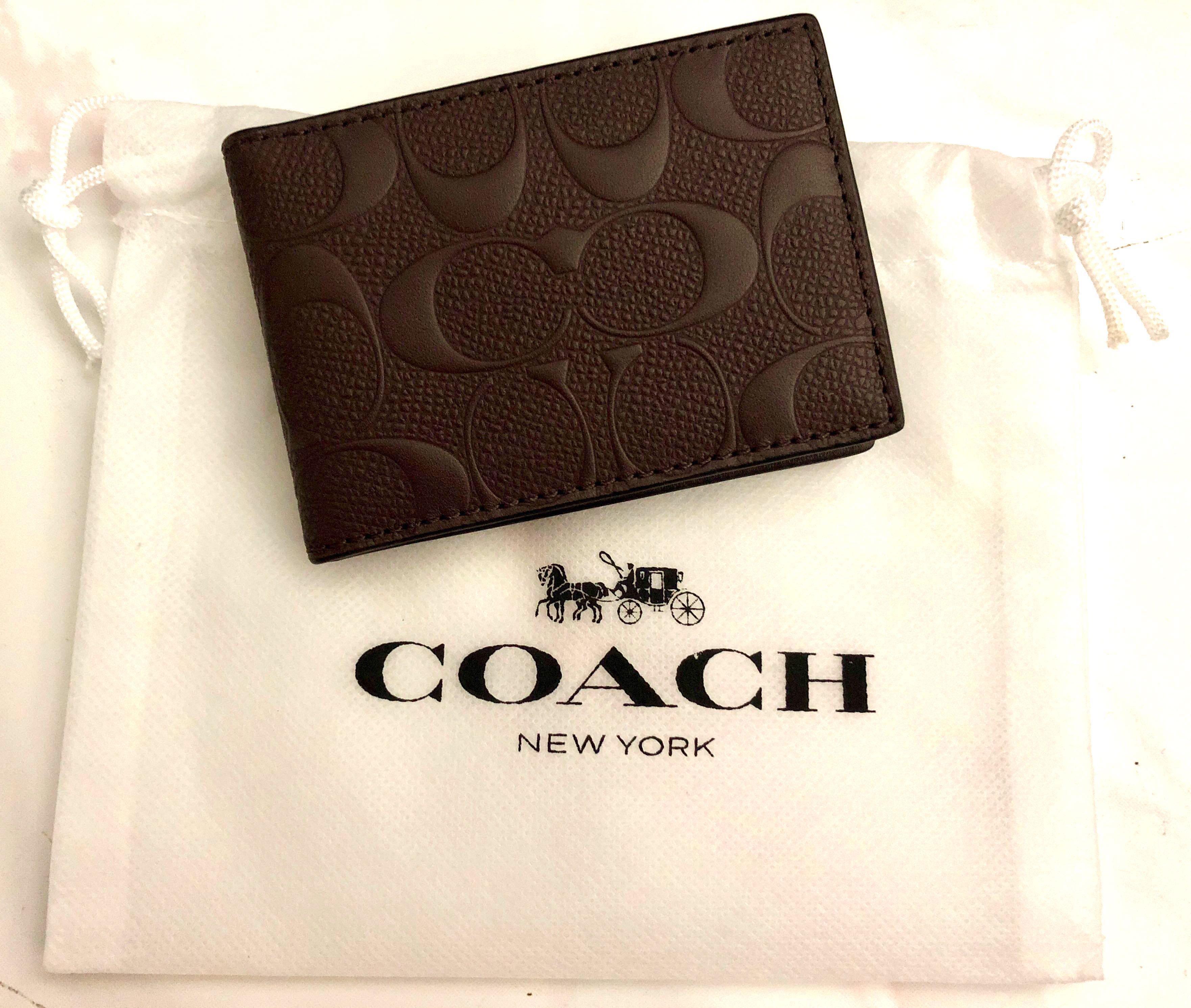 Coach id card wallet dark brown, Luxury, Bags & Wallets on Carousell