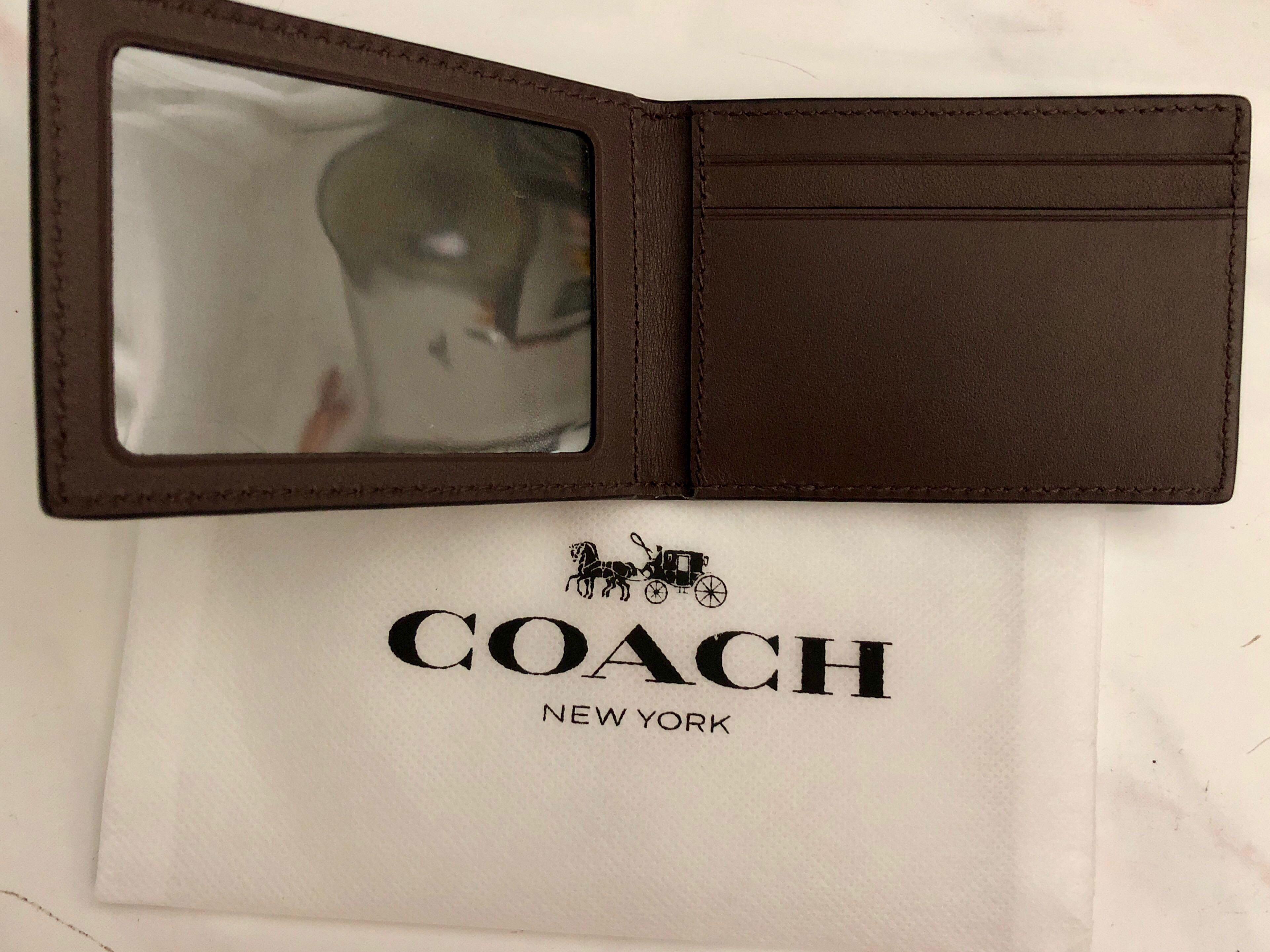 Coach id card wallet dark brown, Luxury, Bags & Wallets on Carousell