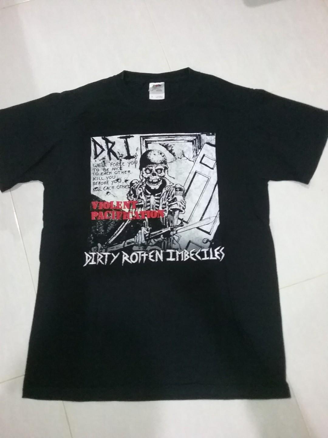 D R I Dirty Rotten Imbeciles T Shirt Violent Pacification Official Mens Black Band Tee Shirts Music Fan Apparel Clothing Accessories
