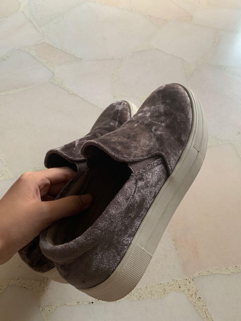 grey velvet ,, Sneakers, Women's 
