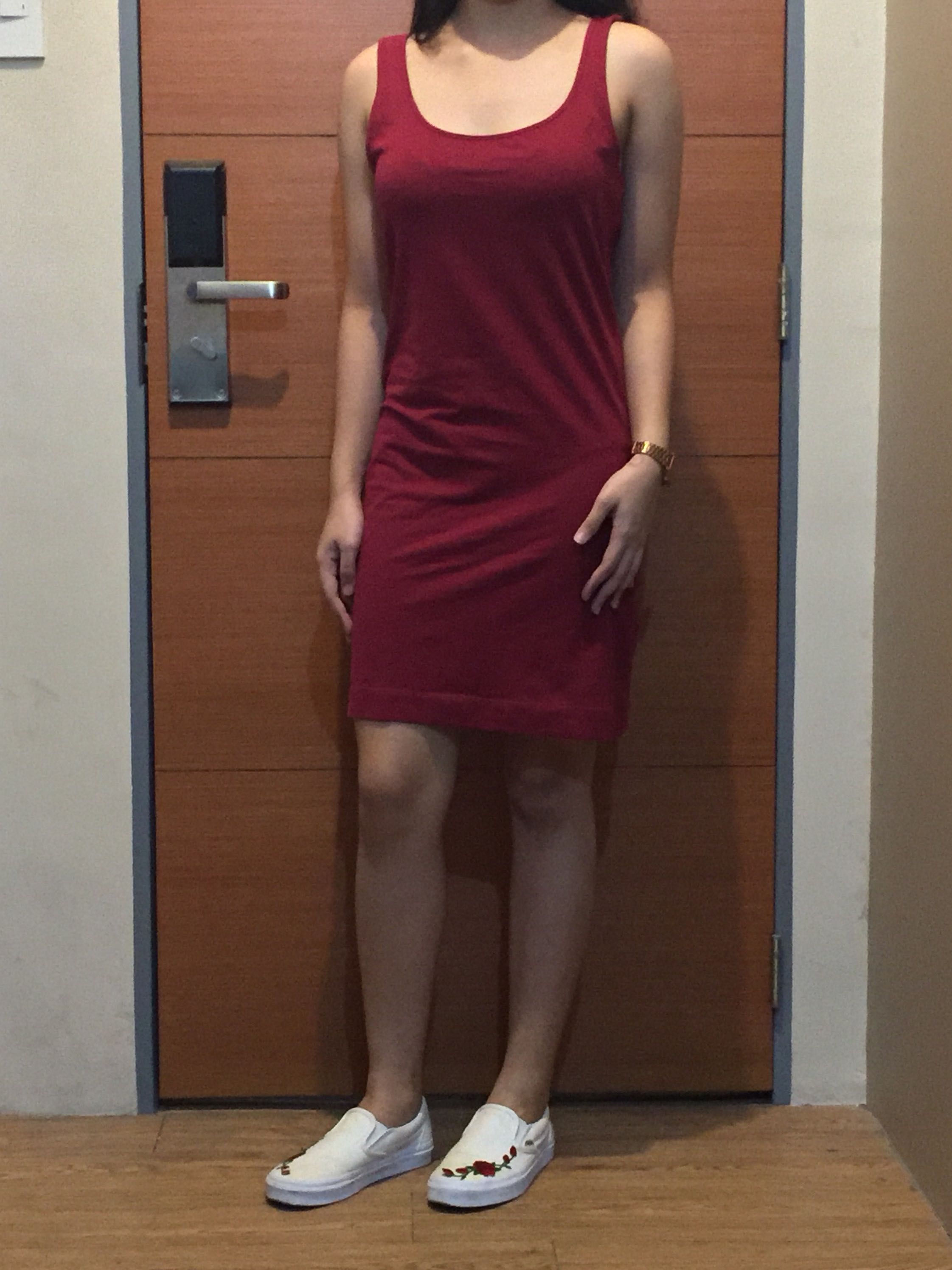 H\u0026M Basic Maroon-Red BodyCon Dress 