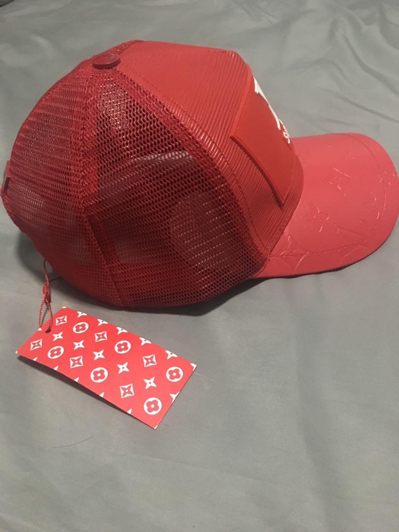 SUPREME RED CAP Snap Back Hat LV Louis Vuitton $115.50 - PicClick