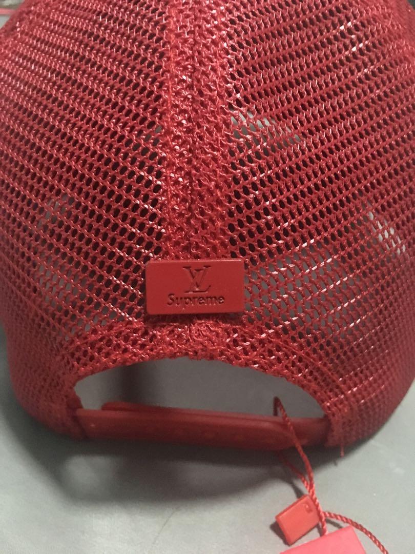 Red Supreme Louis Vuitton Hat