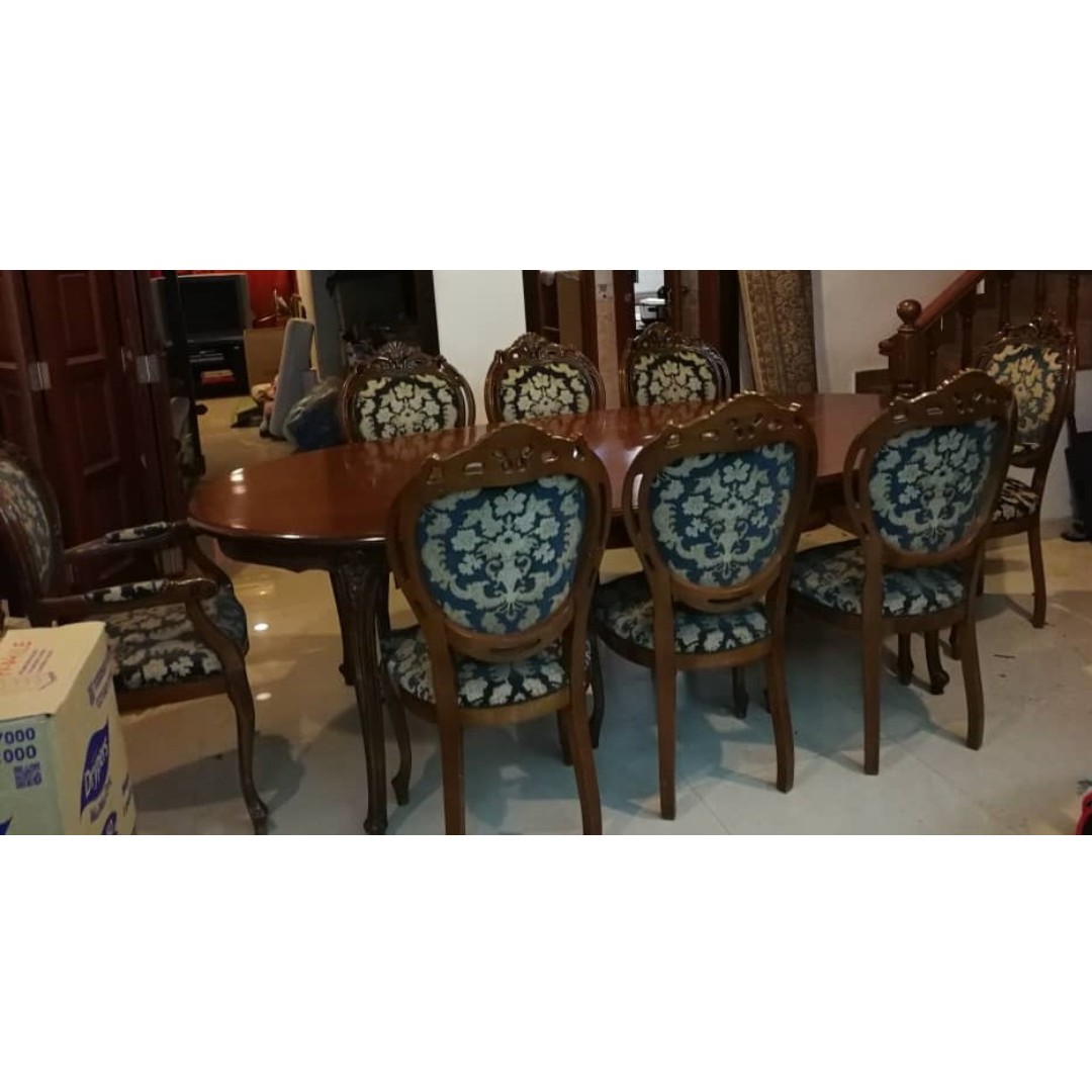 Meja Makan Jati Dining set 1 8 Teak Wood M74 D Rumah 