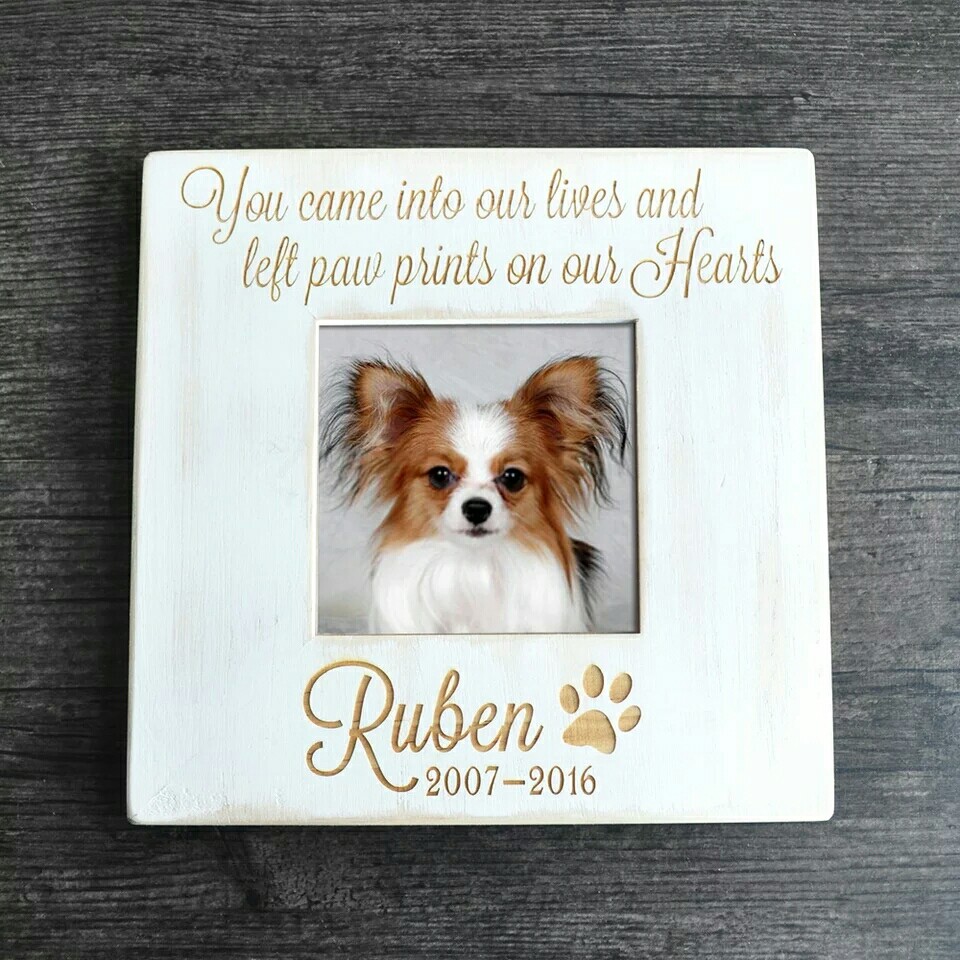 Personalized Dog Picture Frame Pet Memorial Gift With Name Pawprint
