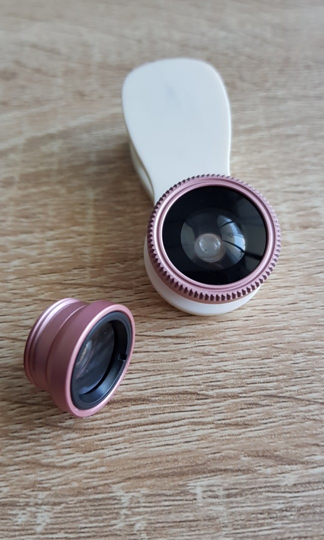 Phone clipon lenses fish eye and wide lens, Photography, Lens & Kits