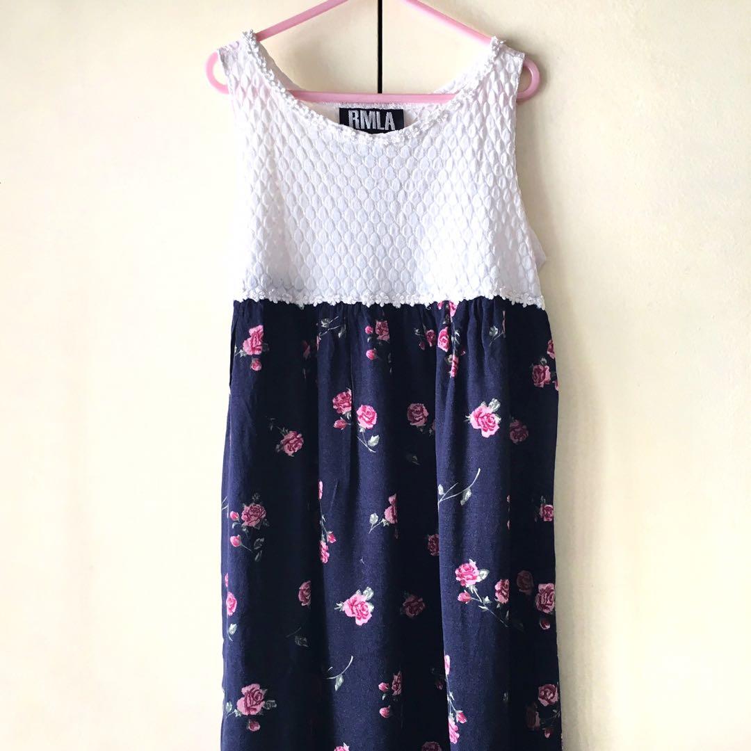 Rmla Girls Blue White Floral Dress 9 11 Years Old Babies Kids Girls Apparel 8 To 12 Years On Carousell