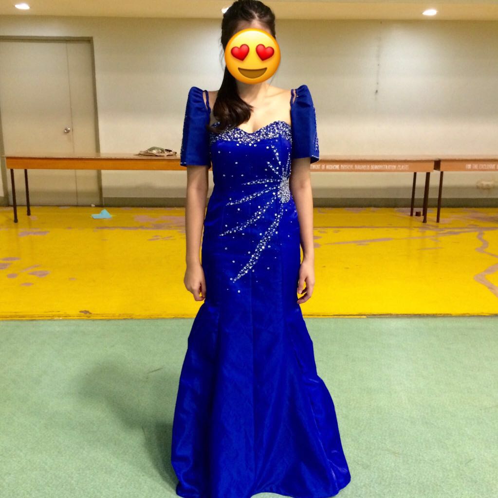 ROYAL BLUE FILIPINIANA GOWN (FOR RENT 