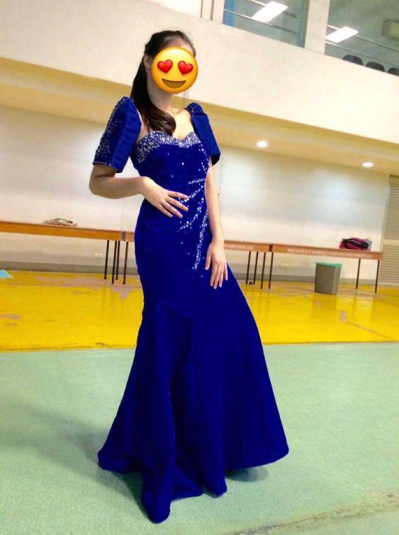 ROYAL BLUE FILIPINIANA GOWN FOR RENT
