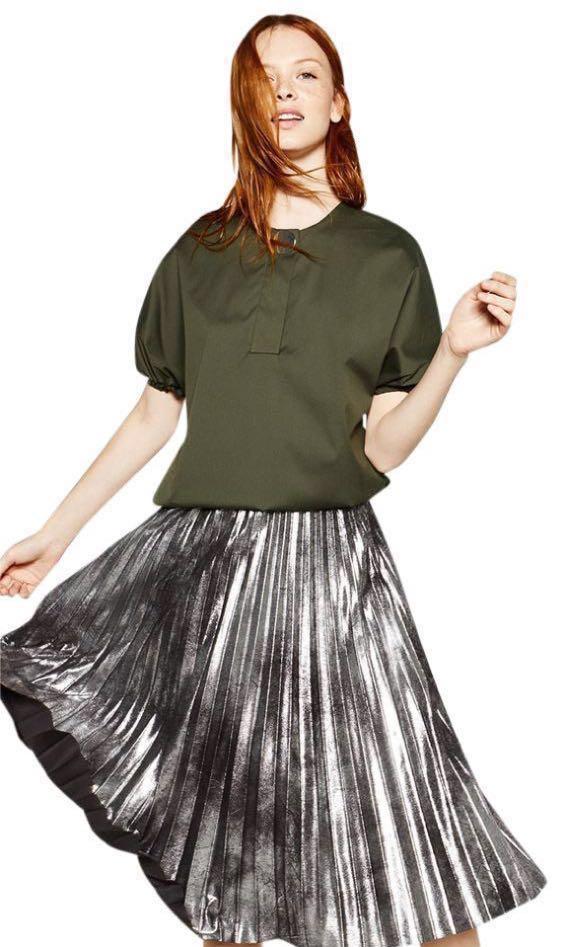Zara metallic pleated skirt