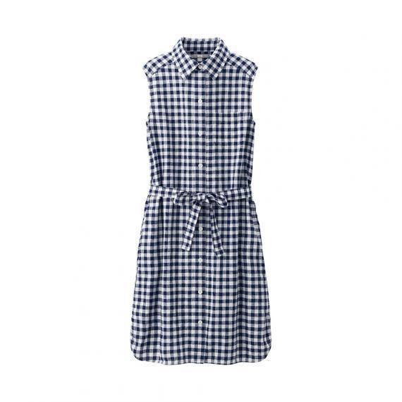 Uniqlo Plaid Checkered Linen Cotton 