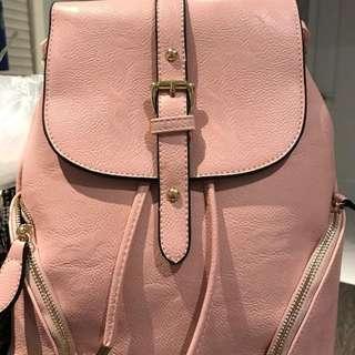 Pink Synthetic Bleather Backpack