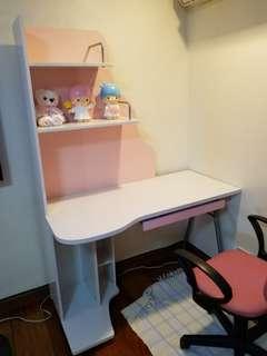 Pastel Pink Study Table with Pink Computer Chair