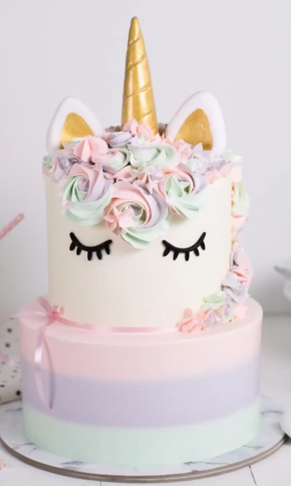 Unicorn Rainbow 2 Tier Theme Cake