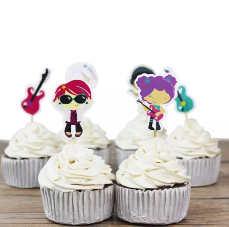 Rock N Roll Music Theme Cupcake Topper Picks Decoration For