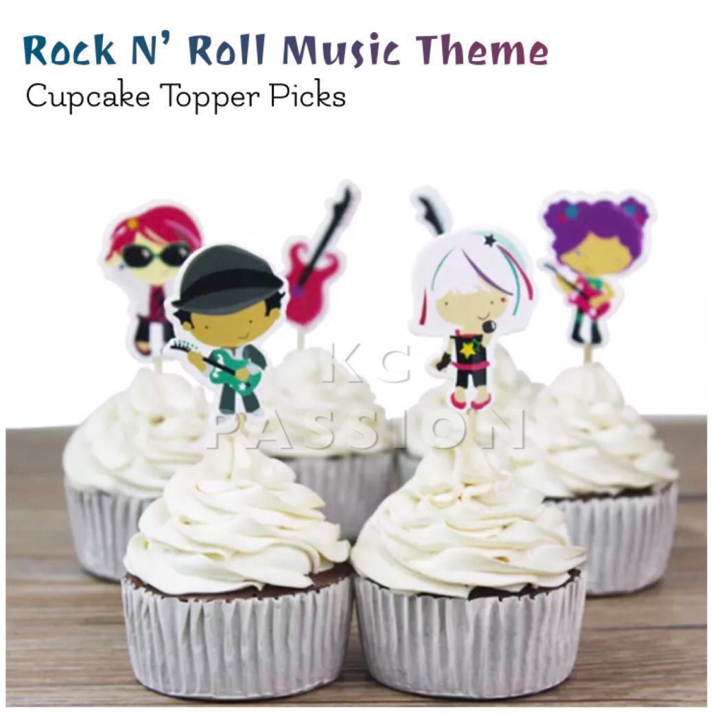 Rock N Roll Music Theme Cupcake Topper Picks Decoration For Baby