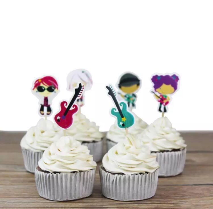Rock N Roll Music Theme Cupcake Topper Picks Decoration For