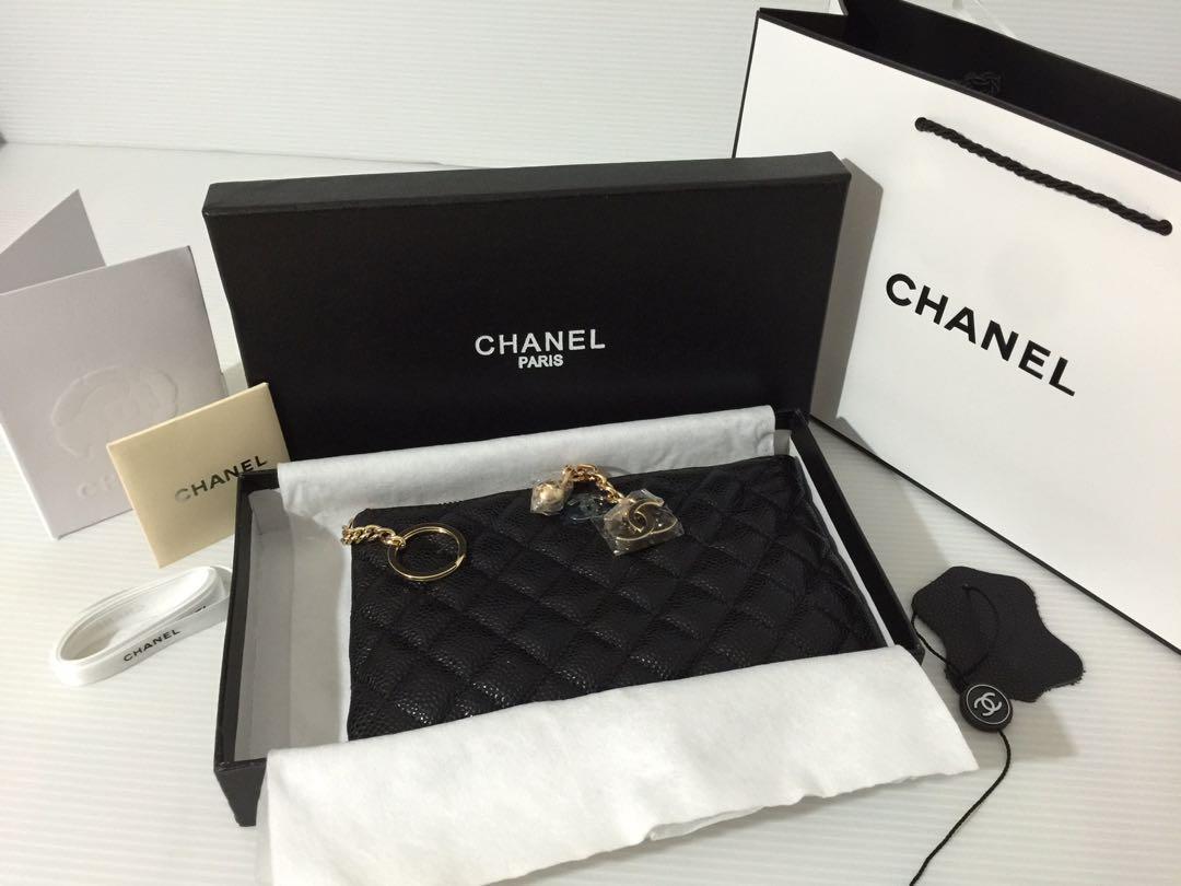 Chanel Caviar / Lambskin Silver or Gold Hardware VIP Gift Pouch / Purse,  Everything Else on Carousell