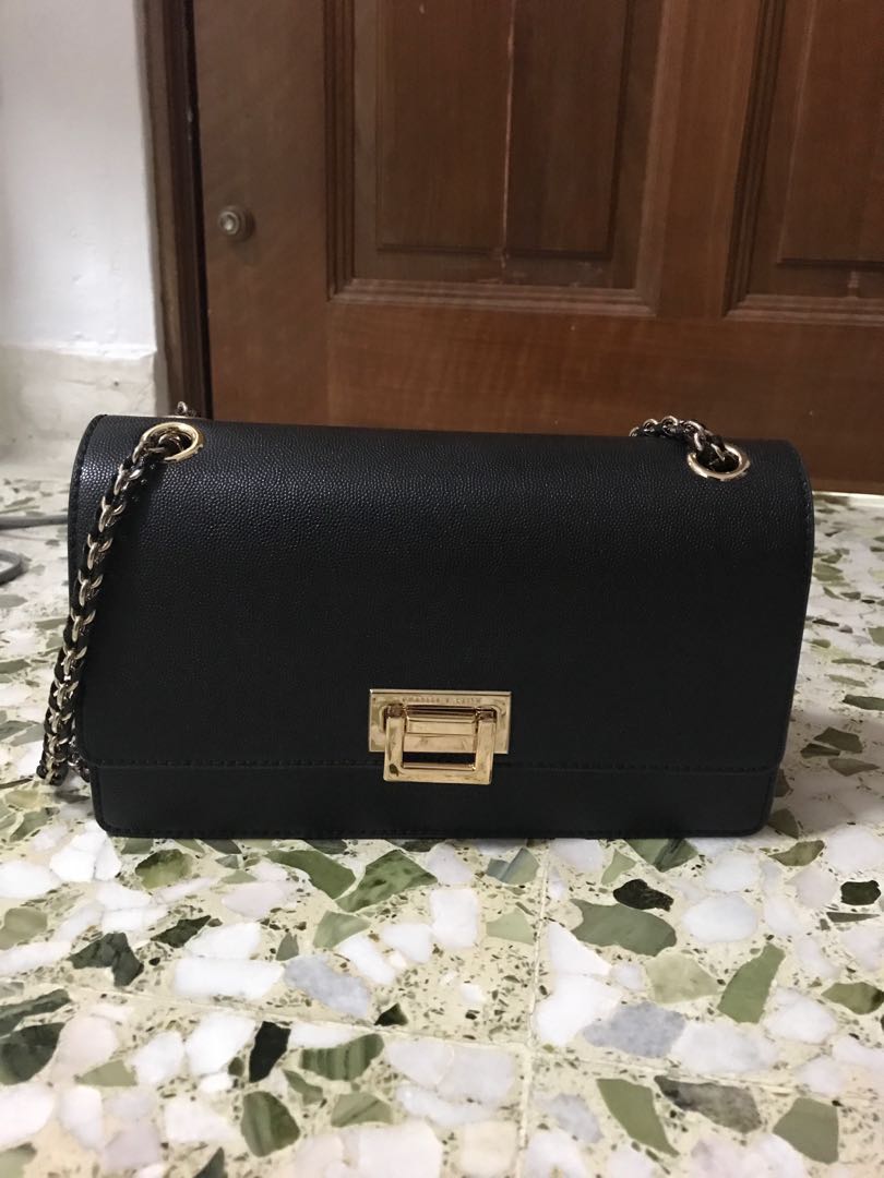 charles and keith black shoulder bag