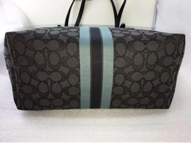 COACH Zip Top Tote Signature Stripe Shoulder Bag Black Jacquard F39043 Women s Fashion Bags Wallets Cross body Bags on Carousell