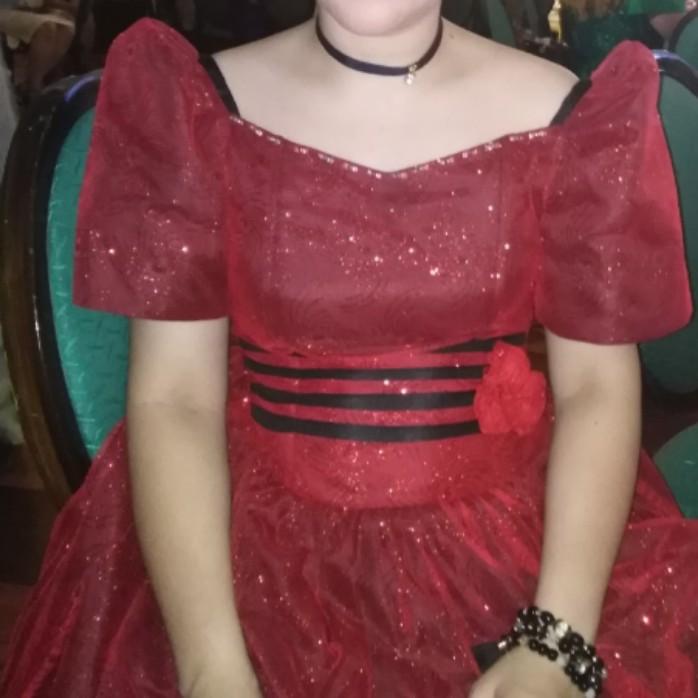 filipiniana dress red