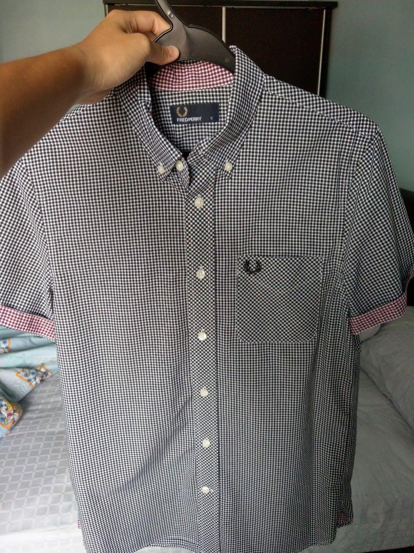 Fred perry short discount sleeve gingham shirt