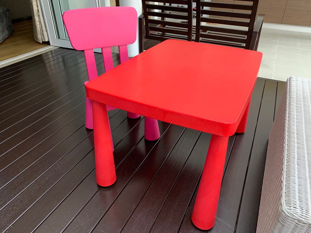 IKEA Kids red Table and pink chair
