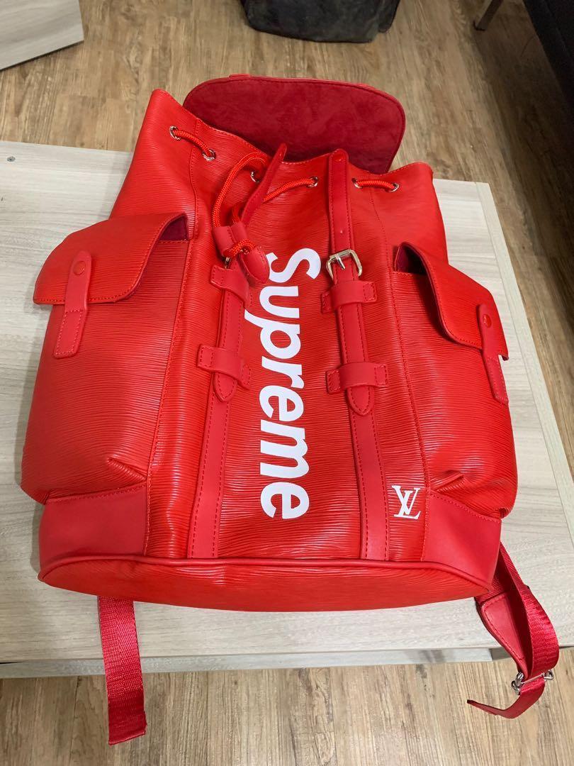 supreme leather jacket red
